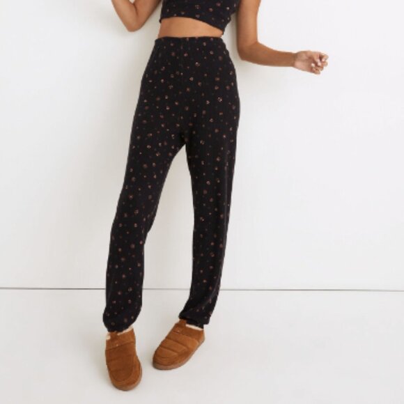 Madewell Waffle Knit Pajama Sweatpants, Grey Bandana Floral, Size Small - Picture 1 of 13